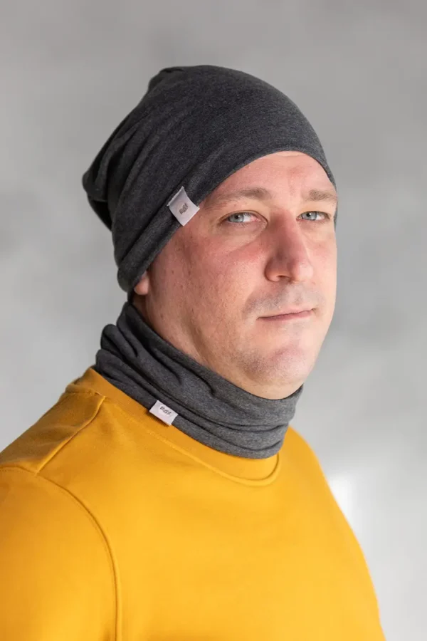 puuvillane tumehall müts ja sall, mis sobib nii naistele, meestele kui noortele