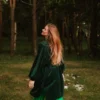 Tumeroheline kimono jakk vööga ja tikandiga