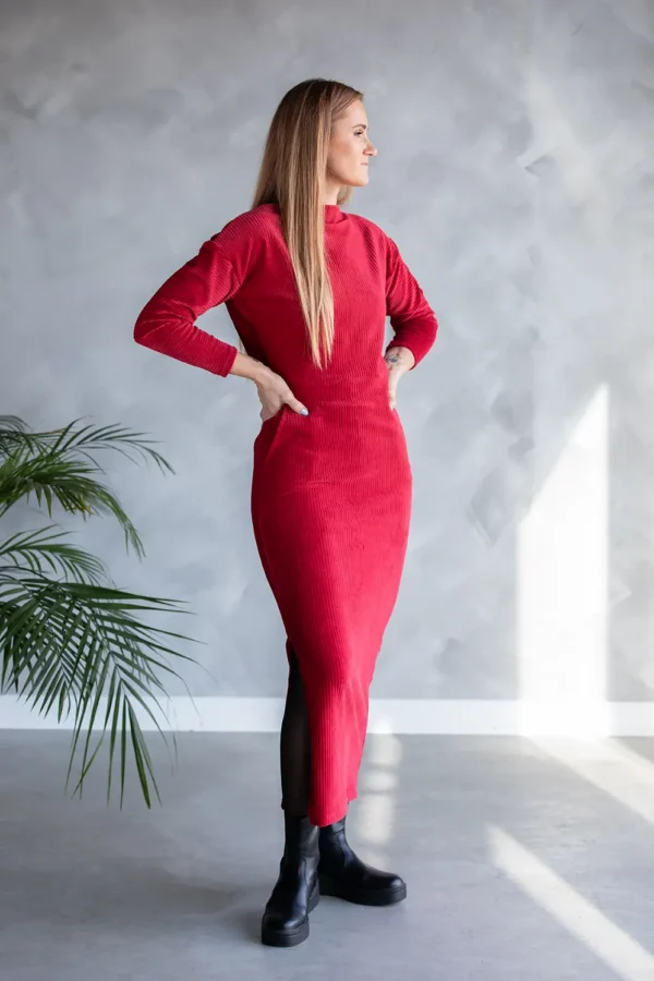 punane pikk ja soe naiste kleit